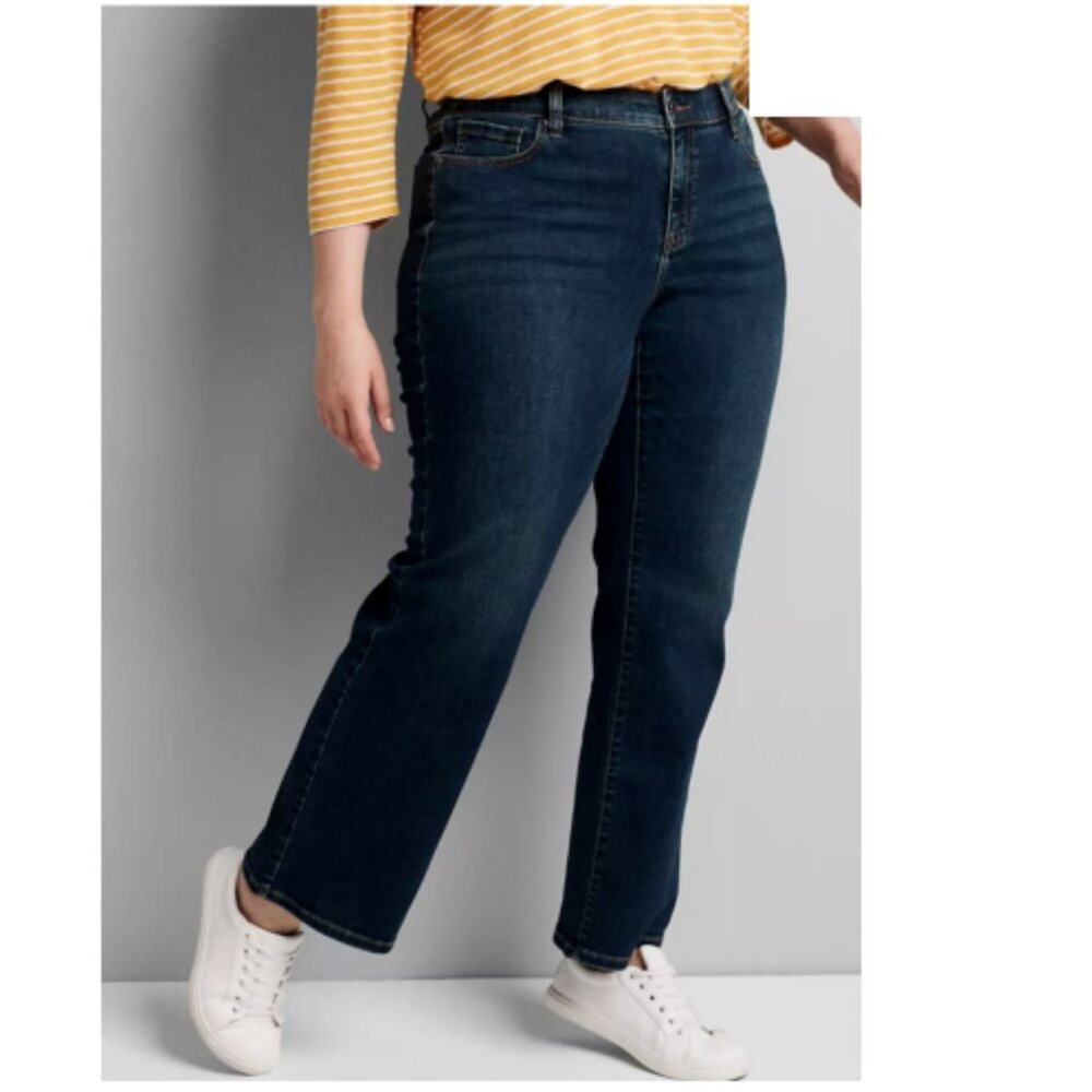 Lane Bryant Women's Dark Wash Pockets Sequin Boot Cut Jeans Size 24